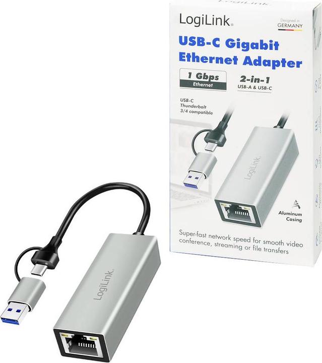 Image du produit LogiLink UA0238B (USB-C 3.2 Gen 1, RJ45 (1x))