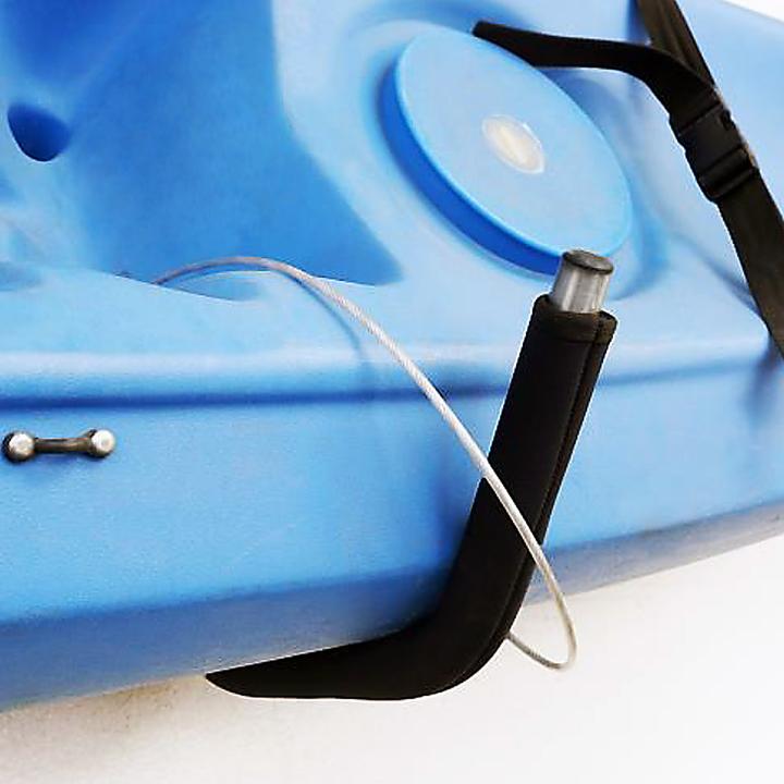 Actual product image Wiltec Universal Kayak Holder max. 80kg Stainless Steel Wall Holder, Steel Rope, Kayak, Canoe, SUP, Surf