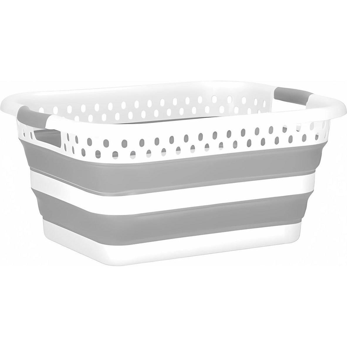 König Design, Wäschekorb, Wäschekorb Faltbar Wäschesammler Wäschebox Wäschetonne Aufbewahrungskorb Grau (24 l)
