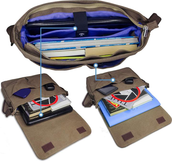 Produktbild Only-Bags.Store Herren Umhängetaschen Aktentasche Laptoptasche Wasserdichtes Segeltuch Grosse Arbeitstasche