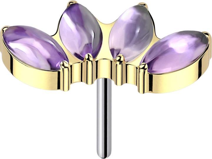 Produktbild Star Piercing Threadless vergoldet vier Ovale Amethyst Steine (ohne Messing, Mineralisch, Titan)