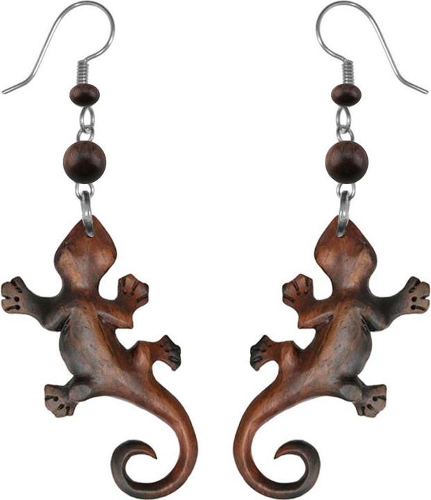 Immagine prodotto Star Piercing Ohrring Gecko aus Narra Holz (senza ottone, Organico, Acciaio chirurgico 316L)