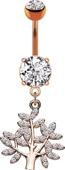 Immagine prodotto Star Piercing Banana in oro rosa con due sfere di cristallo in argento, ciondolo albero della vita (Ottone, Acciaio chirurgico 316L)