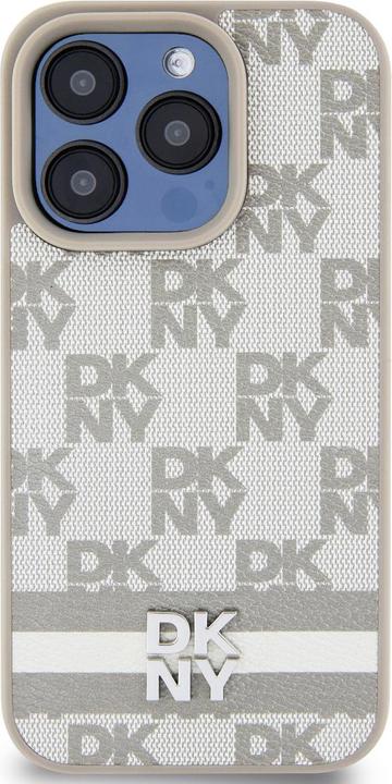 Actual product image DKNY PU Leather Checkered Pattern and Stripe Case for iPhone 13 Pro Beige (Apple iPhone 13 Pro)