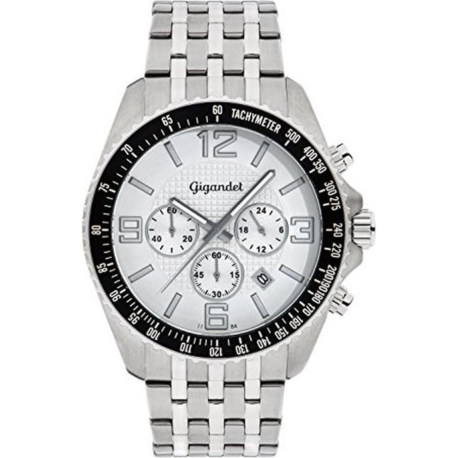 Gigandet, Orologio da polso, Analoge Herrenuhr mit Tachymeter, 100 m wasserdicht, Chronograph, Argento