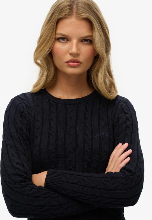 Produktbild Superdry Feinstrickpullover mit Zopfdesign, Rundhalsausschnitt, Damen (XS)