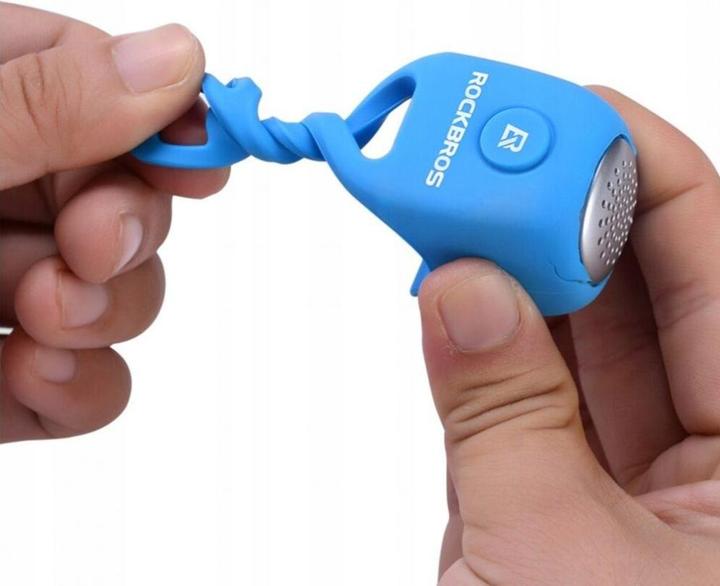 Actual product image Rockbros CB1709BU electronic bicycle bell - blue