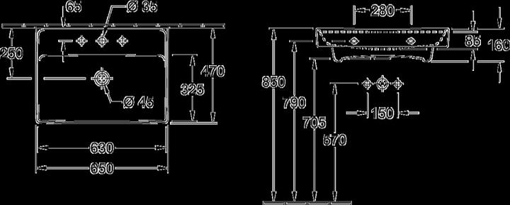 Produktbild Villeroy & Boch V&B Waschtisch COLLARO 650x470mm m ÜL m HL stone white C+ (470 mm, 650 mm)