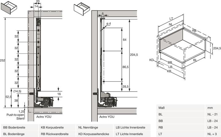 Produktbild Hettich Zargen-Set AvanTech YOU, 251