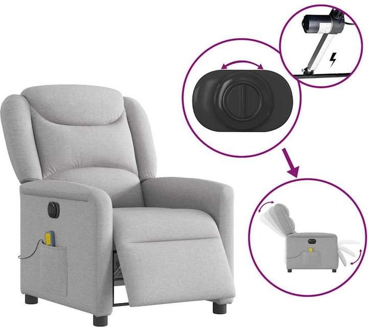 Immagine prodotto vidaXL Poltrona massaggiante elettrica in tessuto grigio nuvola