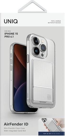 Actual product image Uniq etui Air Fender ID iPhone 15 Pro 6.1" nude transparent Cardslot (Apple iPhone 15 Pro)