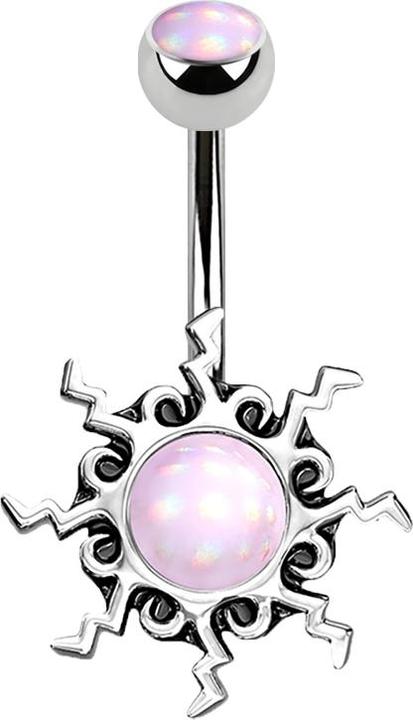 Immagine prodotto Star Piercing Banana argento sole con pietra epossidica rosa (Ottone, Acciaio chirurgico 316L)