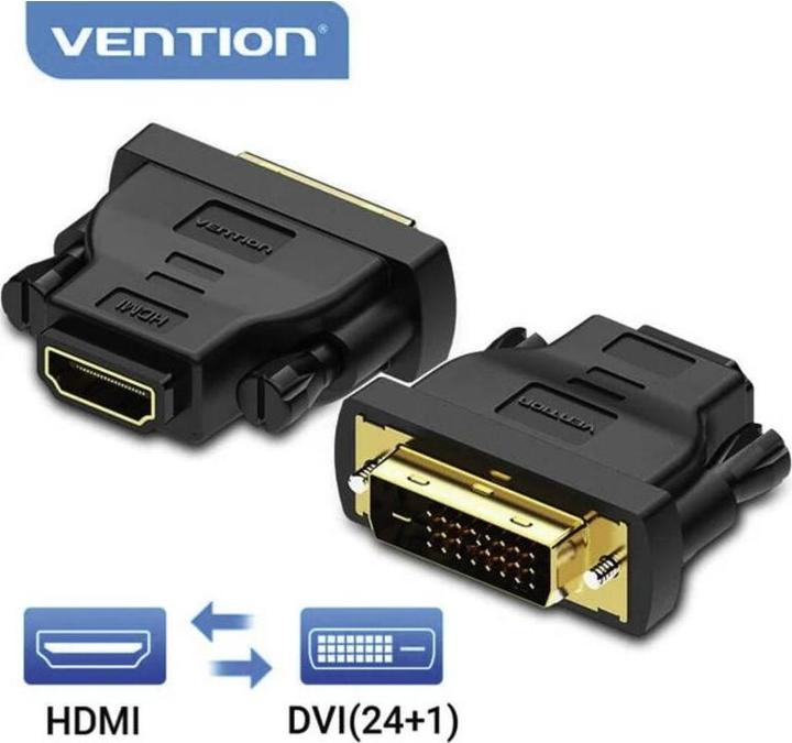 Immagine prodotto Vention Adattatore DVI (24 + 1) maschio a HDMI femmina - nero (DVI, 3.28 cm)
