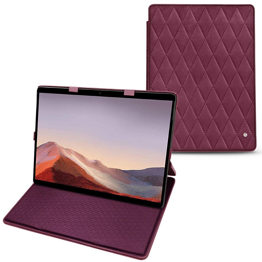 Noreve Lederschutzhülle vertikal (Microsoft Surface Pro X), Tablet Hülle, Violett