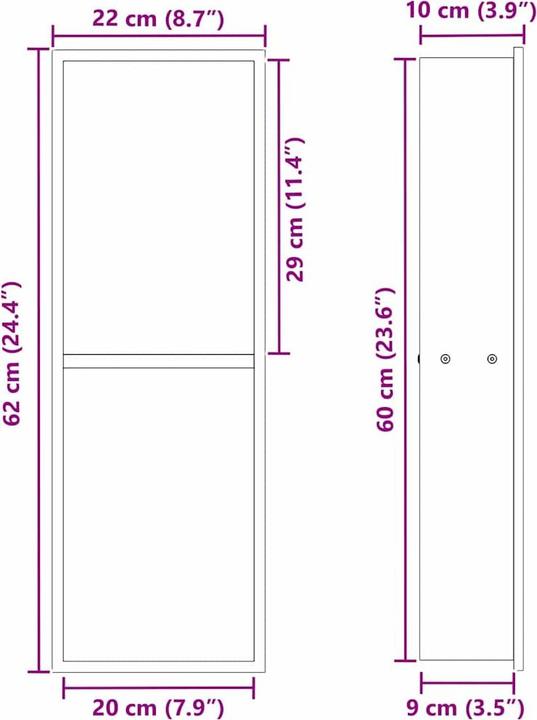 Produktbild vidaXL Badezimmeraufbewahrung (30 x 9.50 x 9.50 cm)