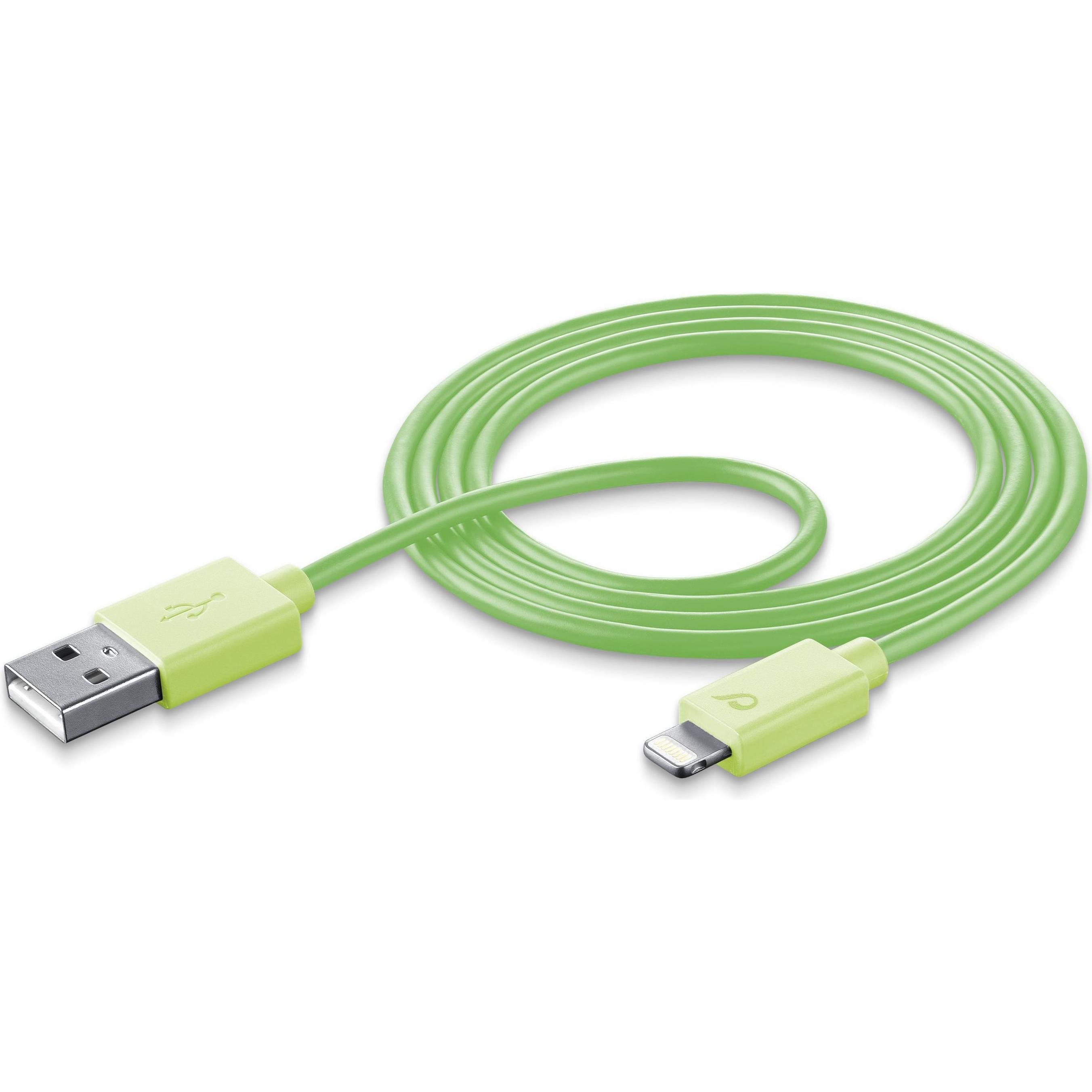 Cellularline Lade- und Datenkabel grün 100cm USB Type-A auf Apple Lightning USBDATAMFISMARTG (1 m, USB 2.0), USB Kabel