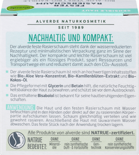 Actual product image dm alverde Solid organic aloe vera, organic camomile