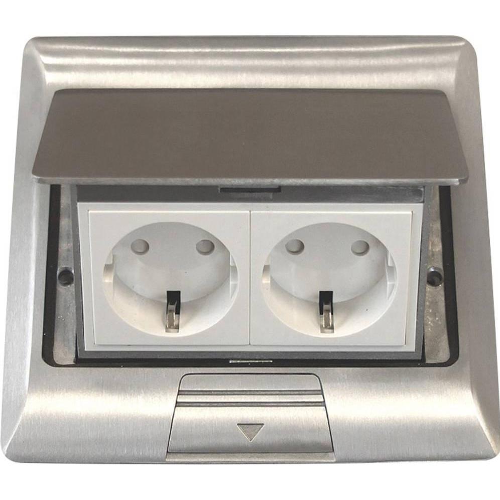 LEDmaxx, Steckdose, 105625 2fach Fussboden-Einbausteckdose erhöhter Berührungsschutz IP20 Al