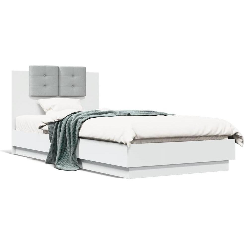 VidaXL, Bett, Bettgestell mit Kopfteil und LED-Leuchten (90 x 200 cm)