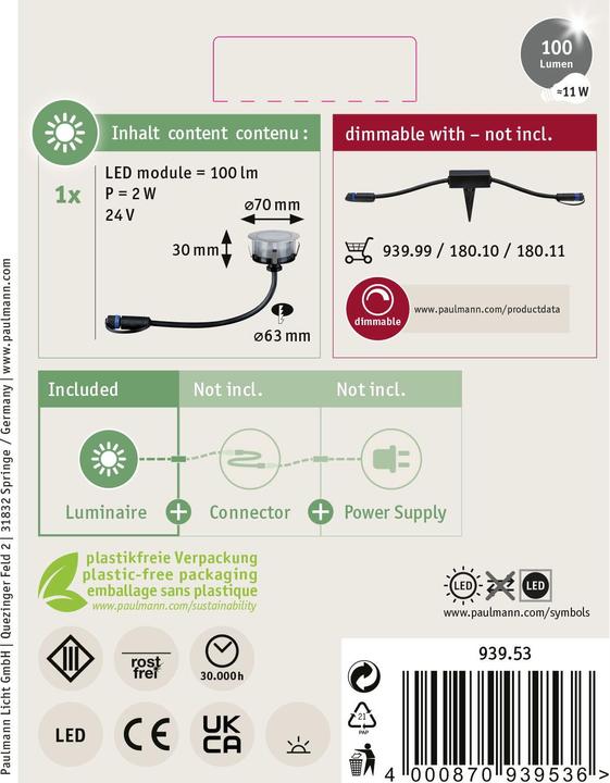 Produktbild Paulmann Outdoor Plug & Shine Floor (100 lm, IP65)