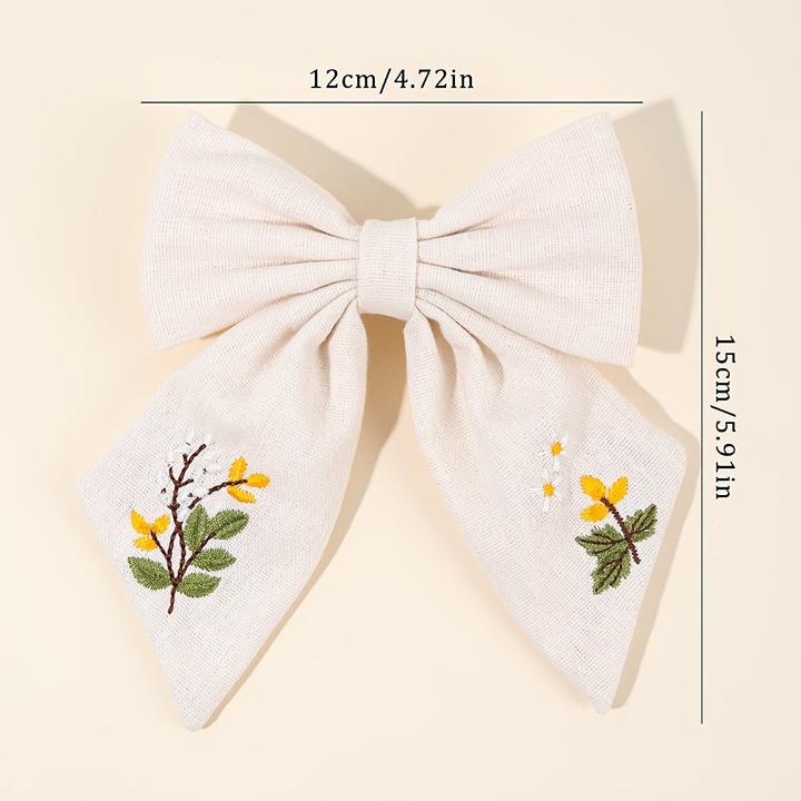 Produktbild Activity Board 1pc niedliche Blume Stickerei Schleife Haarspange, gemischte Farbe, Polyester, Mode (1 Stk.)