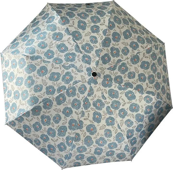 Actual product image Alopini Blumen-Sonnen- und Regenschirmder Sonnenschirm faltet den doppelt bedruckten Regen- und