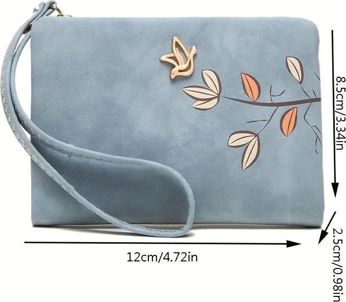 Actual product image Only-Bags.Store Stilvolle kurze Brieftasche mit Handschlaufe - Kartenhalter mit Blumenmuster in Beige, kompakte