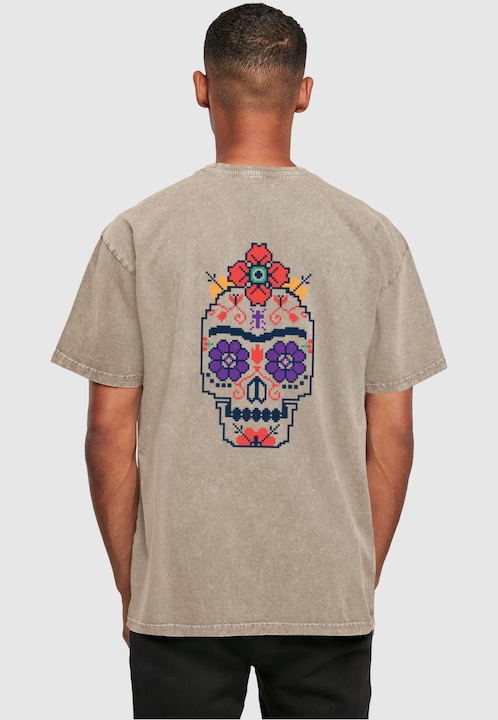 Produktbild Merchcode Frida Kahlo - Pixels viva la vida Acid Washed Heavy Oversize Tee - 118139 (M)