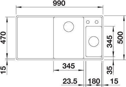 Actual product image Blanco Axia III 6 S-F (Fitted sink with draining board, 99 cm, 50 cm)
