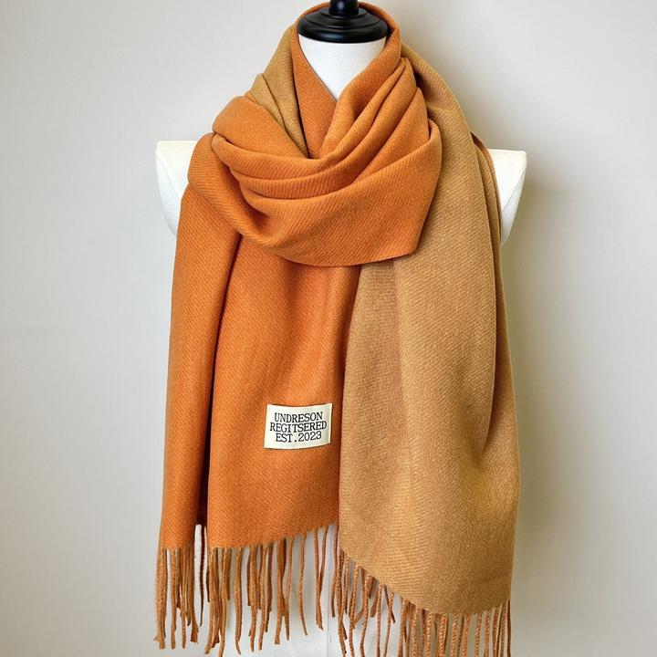 Actual product image Only-Bags.Store Double Sided Scarf Two Colours Simple Basic Imitation Cashmere Tassel Scarf Autumn Winter