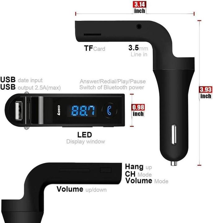 Produktbild JTI FM-Transmitter mit Bluetooth-Freisprecheinrichtung 4-in-1