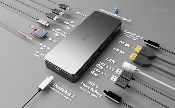 Produktbild i-tec Tb4dualdpdockpdpro (Thunderbolt, 11 Ports)