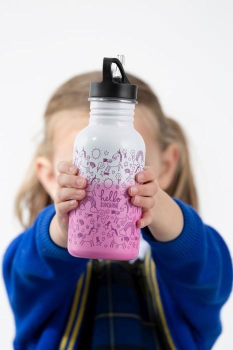 Actual product image Typhoon Pure Range | Colour Changing Steel Water Bottle | Unicorn and Rainbow Print Design | Leak-Proof & Co (0.55 l)
