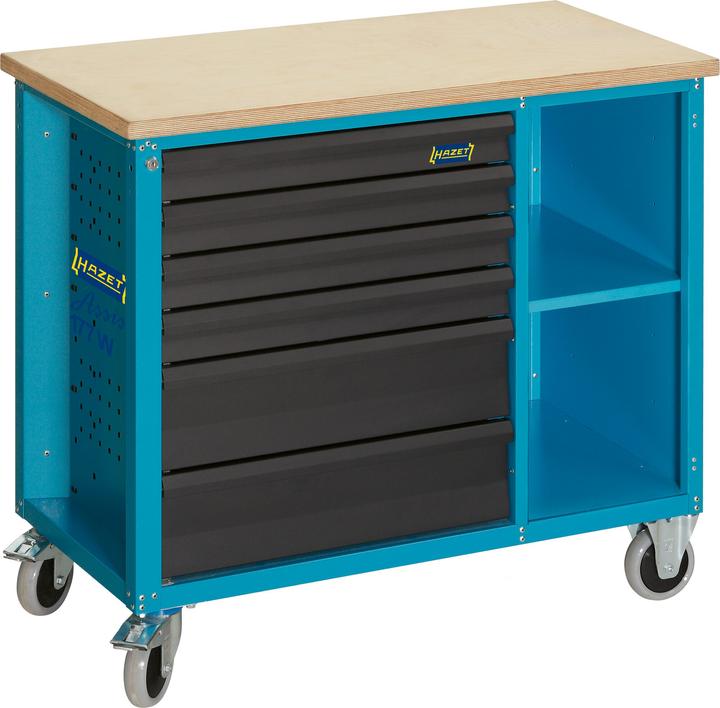 Actual product image HAZET Mobile work bench 177W-6 ∙ Drawers, flat: 4 x 79 x 527 x 348 mm ∙ Drawers, high: 2 x 164 x 52… (52 cm, 104 cm)