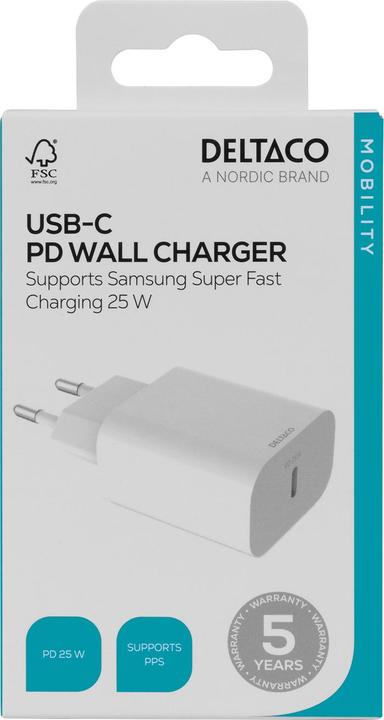 Actual product image Deltaco USBC-AC147 (25 W)