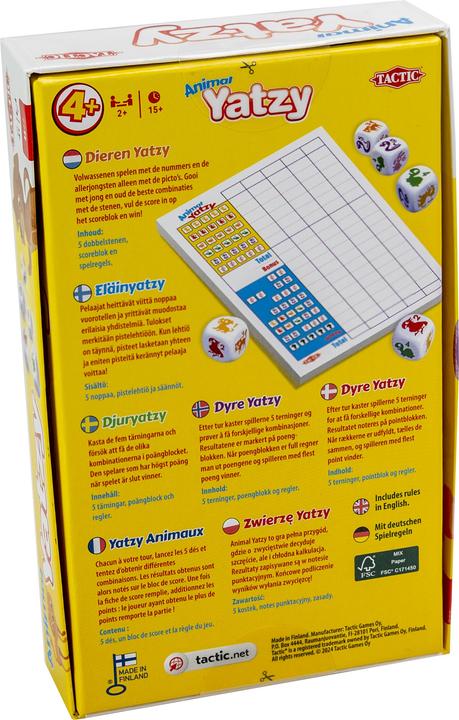 Actual product image Tactic Travel: Animal Yatzy (Danish, Dutch, English, Finnish, French, German, Norwegian, Polish, Swedish, 2 - 99 Players)