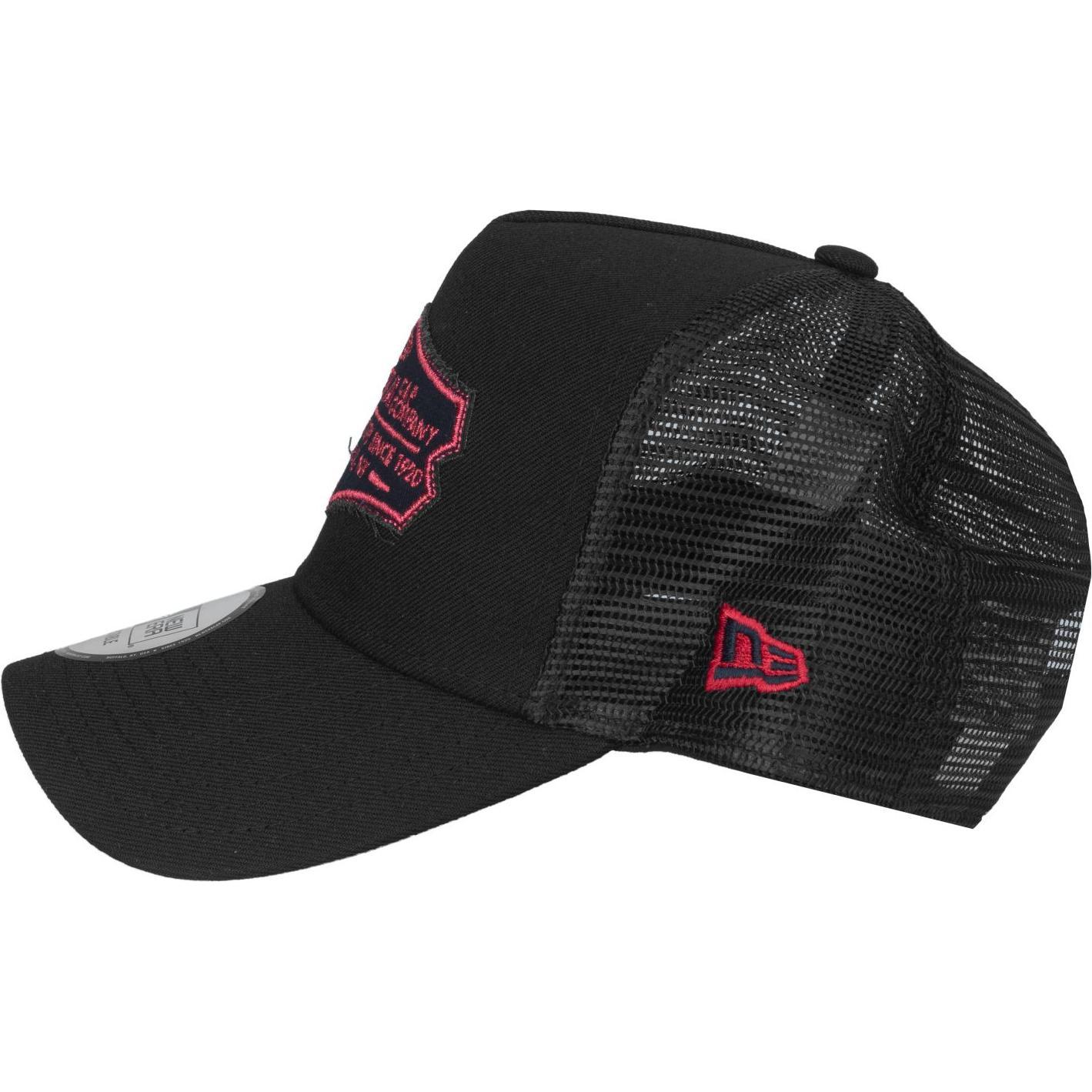 Thumbnail - New Era, Herren, Cap, Adjustable Trucker Cap - RETRO PATCH schwarz / rot, Schwarz, (One Size)