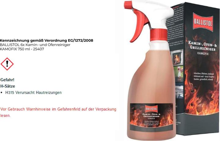 Productafbeelding Ballistol Kamin-und Ofenreiniger 'Kamofix'