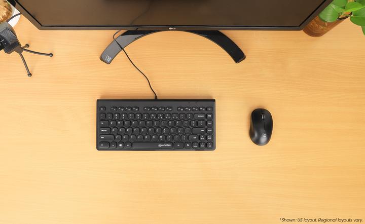 Produktbild Manhattan Slim USB Mini-Tastatur 1.5m Kabel schwarz (DE, Kabelgebunden)