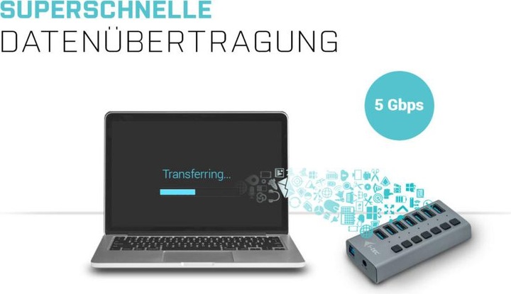 Image du produit i-tec U3CHARGEHUB7 (USB-B, 7 Ports)