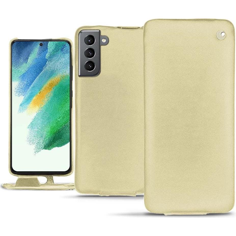 Noreve Lederschutzhülle vertikal (Samsung Galaxy S21 FE), Smartphone Hülle, Beige