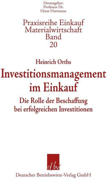 Produktbild Investitionsmanagement im Einkauf (Heinrich Orths, 2013)