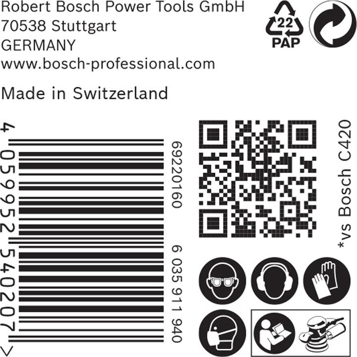Image du produit Bosch Professional Zubehör EXPERT M480 Filet de ponçage pour ponceuse excentrique, 125 mm, G 120, 50 pièces (120)
