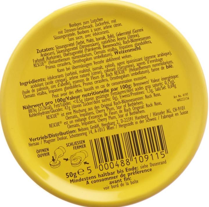 Nährwerte und Zutaten Bach Rescue Zitrone (1 Stk., Dragee, 50 g)