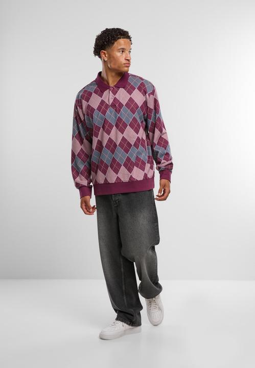 Actual product image Obey Long Sleeve Polo Argylie Jacquard - 106493 (M)