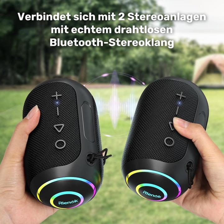 Produktbild Rienok Wasserdichter Bluetooth Lautsprecher mit LED-Licht (10 h)