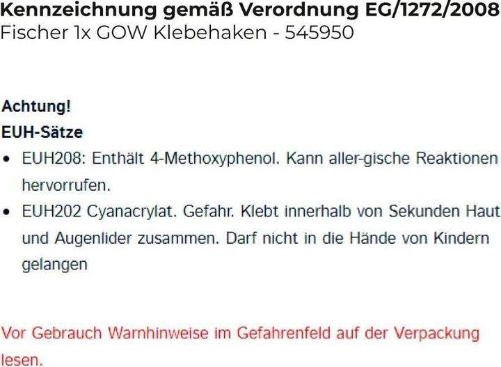 Produktbild Fischer Klebe-Haken