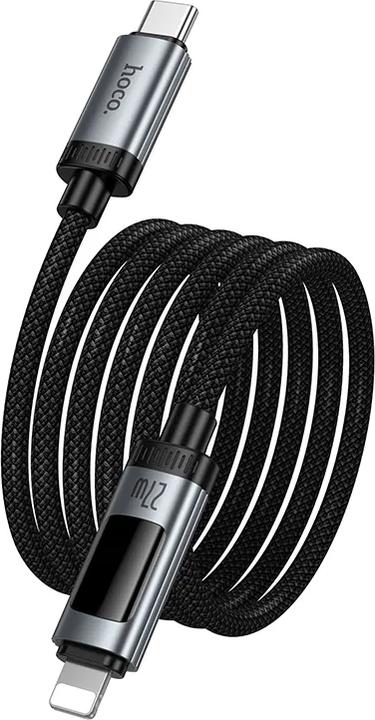 Produktbild Hoco Cable Data Cable with digital display USB C to Lightning PD 27W 1,2 m U148 black (1.20 m, 27 W)