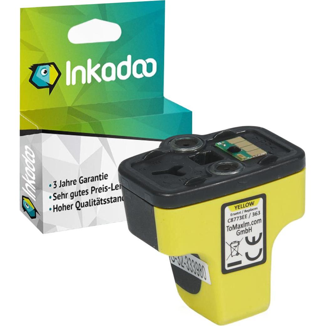 Inkadoo, Druckerpatrone, Druckerpatronen kompatibel zu HP C8773EE / 363 Tintenpatrone, gelb Gelb (Y)