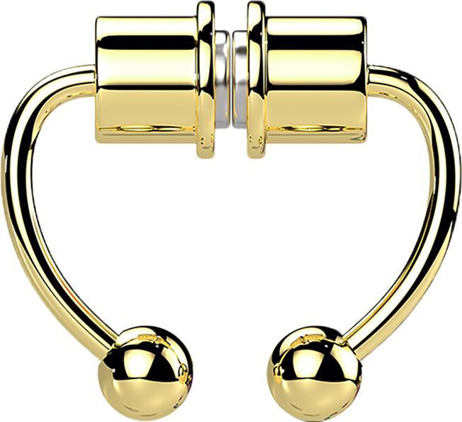 Produktbild Star Piercing Fake Septum Magnet vergoldet Circular Barbell mit zwei Kugeln (ohne Messing, Chirurgenstahl 316L)